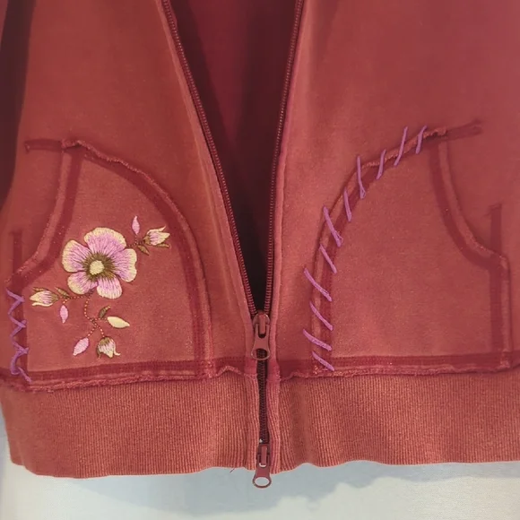 Y2K Princy By Jessica Simpson Floral Embroidered Hoodie Size Small - Picture 5 of 7